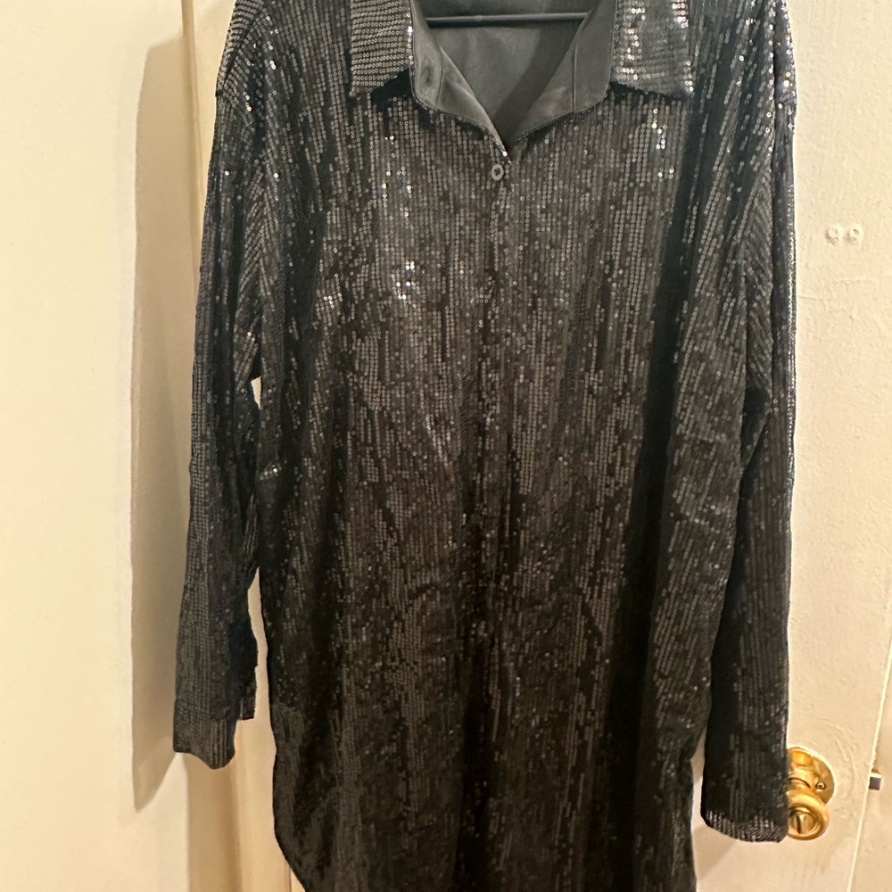Women’s Black Sequin Shirt Dress